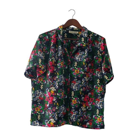 Vintage Women's Dark Floral Blouse Size tag missing Lightweight - Picture 5 of 9